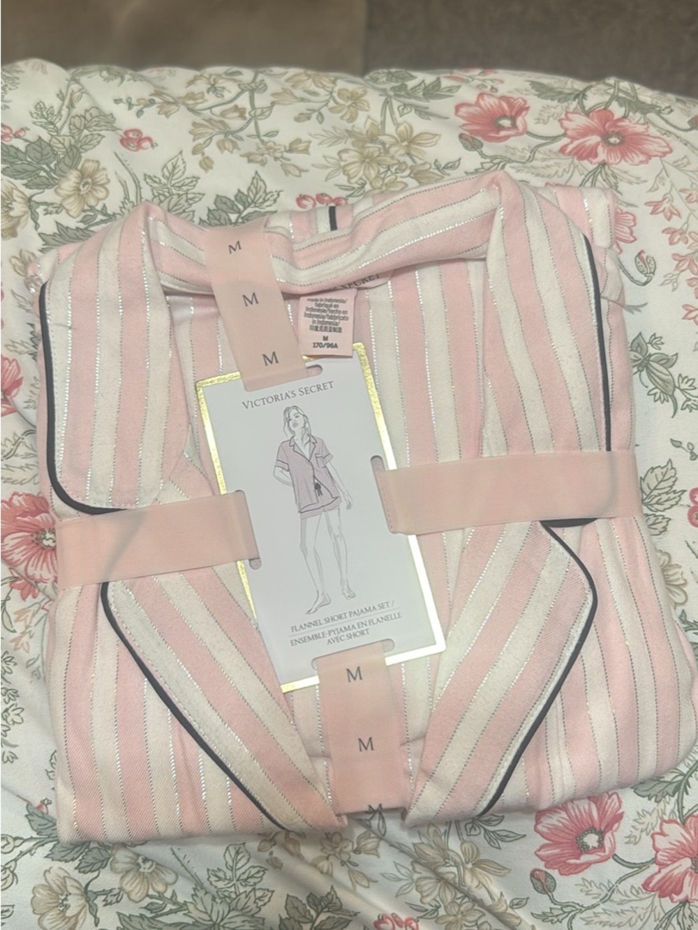 Victoria's Secret Pink and White Striped Short Pajama Set